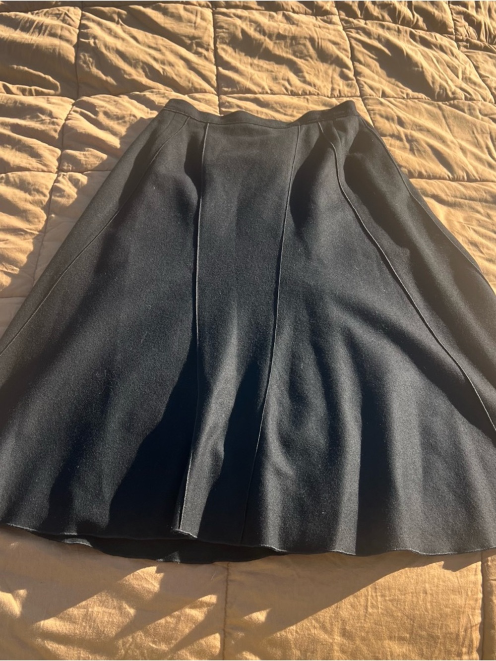 Harve Benard Black A-Line Panel Skirt Wool Blend Full Midi Length Size 10